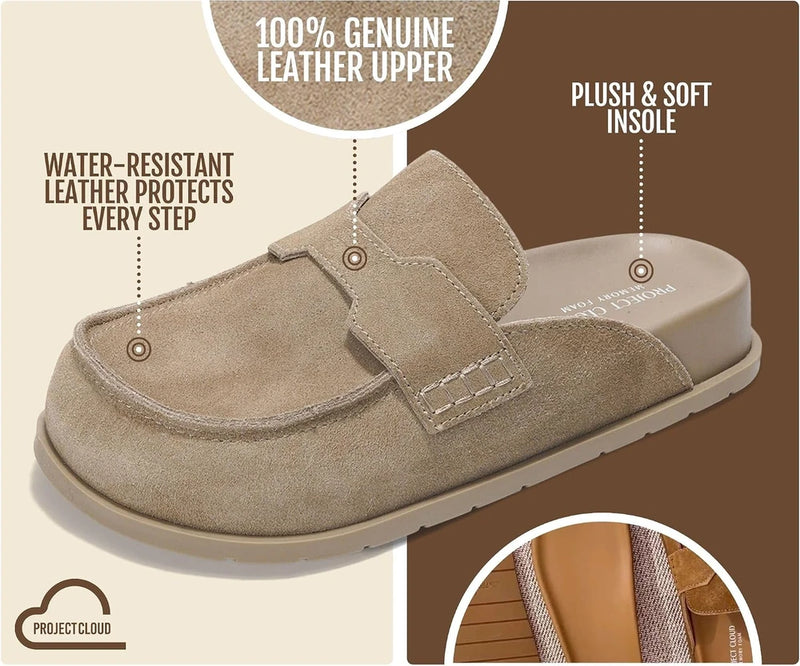 Genuine Leather Slip On Clogs