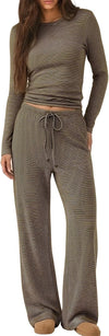 Striped Cotton Two Piece Lounge Set