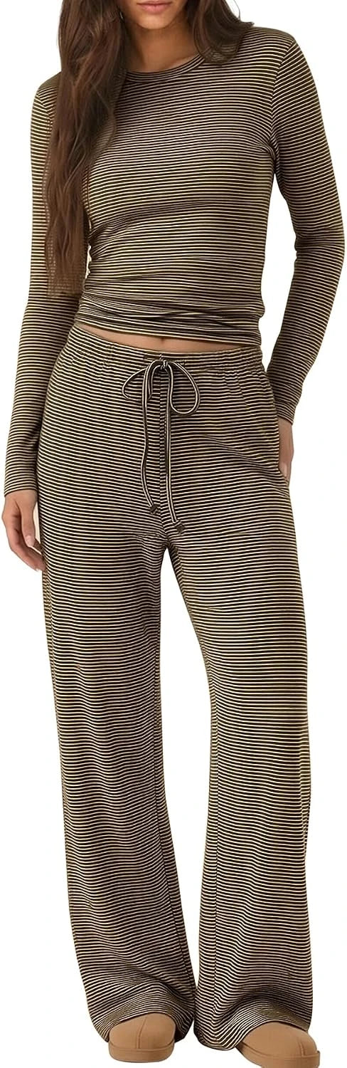Striped Cotton Two Piece Lounge Set