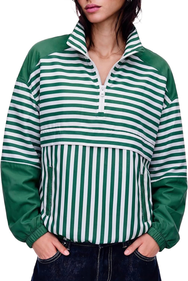 Striped Quarter Zip Pullover